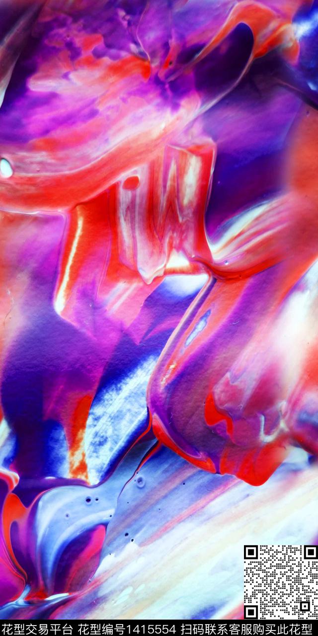 抽象花卉女装真丝数码印花华亿平台下载（图片编号: 1415554） - 瓦栏（Walan）