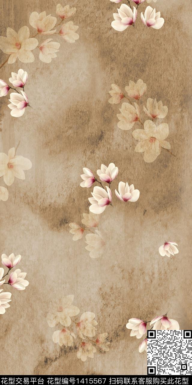 女装花卉大花数码印花华亿平台下载（图片编号: 1415567） - 瓦栏（Walan）