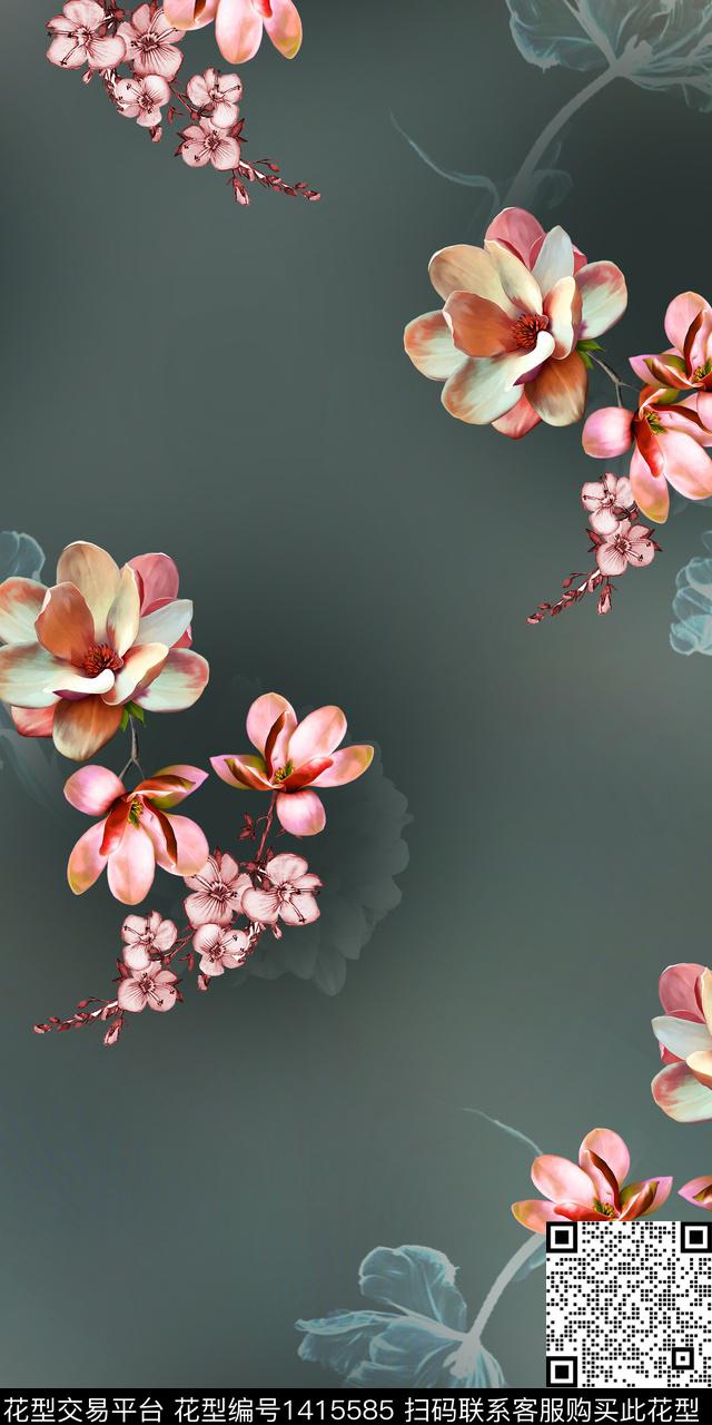 女装花卉大花数码印花华亿平台下载（图片编号: 1415585） - 瓦栏（Walan）