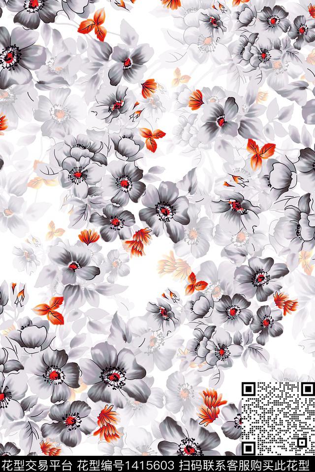 绿植树叶清爽底花卉大牌风数码印花华亿平台下载（图片编号: 1415603） - 瓦栏（Walan）