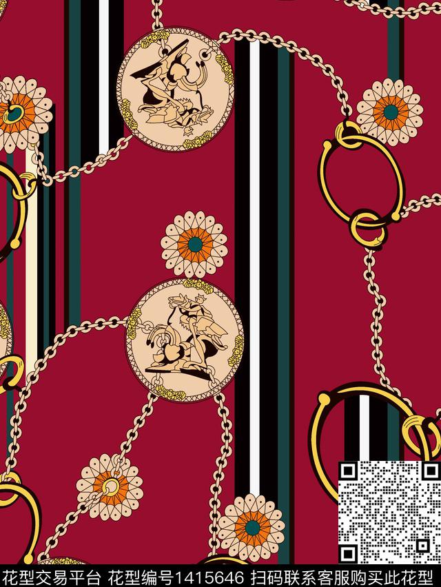 几何链条矢量数码印花华亿平台下载（图片编号: 1415646） - 瓦栏（Walan）