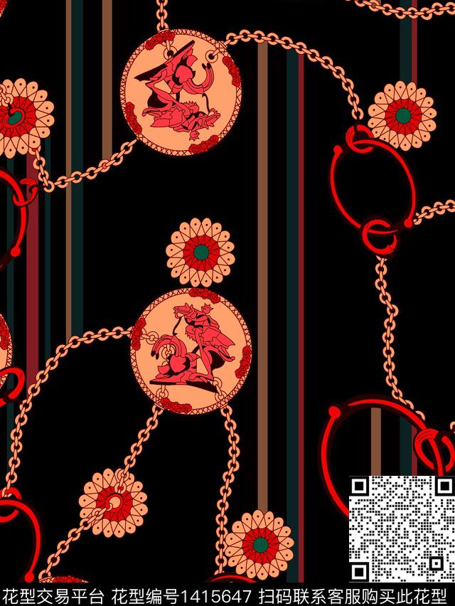 几何链条矢量数码印花华亿平台下载（图片编号: 1415647） - 瓦栏（Walan）