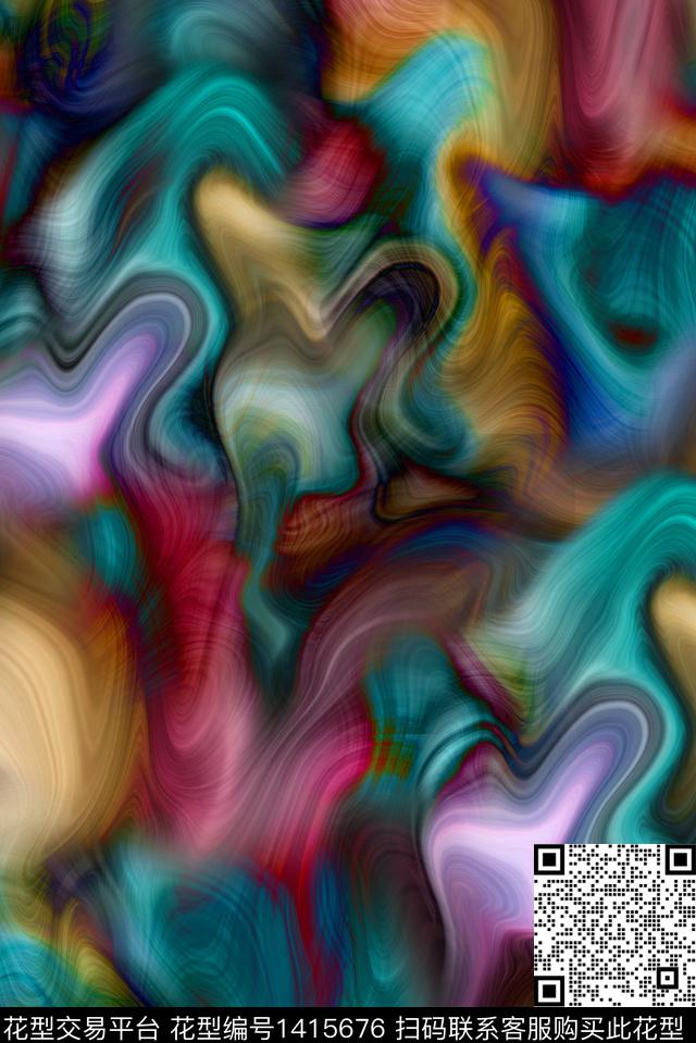 时尚肌理真丝数码印花华亿平台下载（图片编号: 1415676） - 瓦栏（Walan）