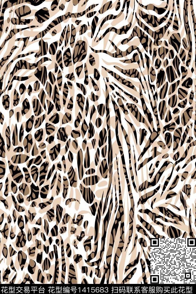 豹纹动物纹大牌风数码印花华亿平台下载（图片编号: 1415683） - 瓦栏（Walan）