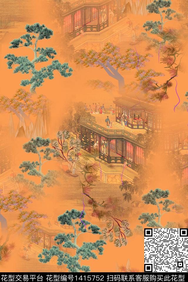 连衣裙香云纱中国风传统印花华亿平台下载（图片编号: 1415752） - 瓦栏（Walan）