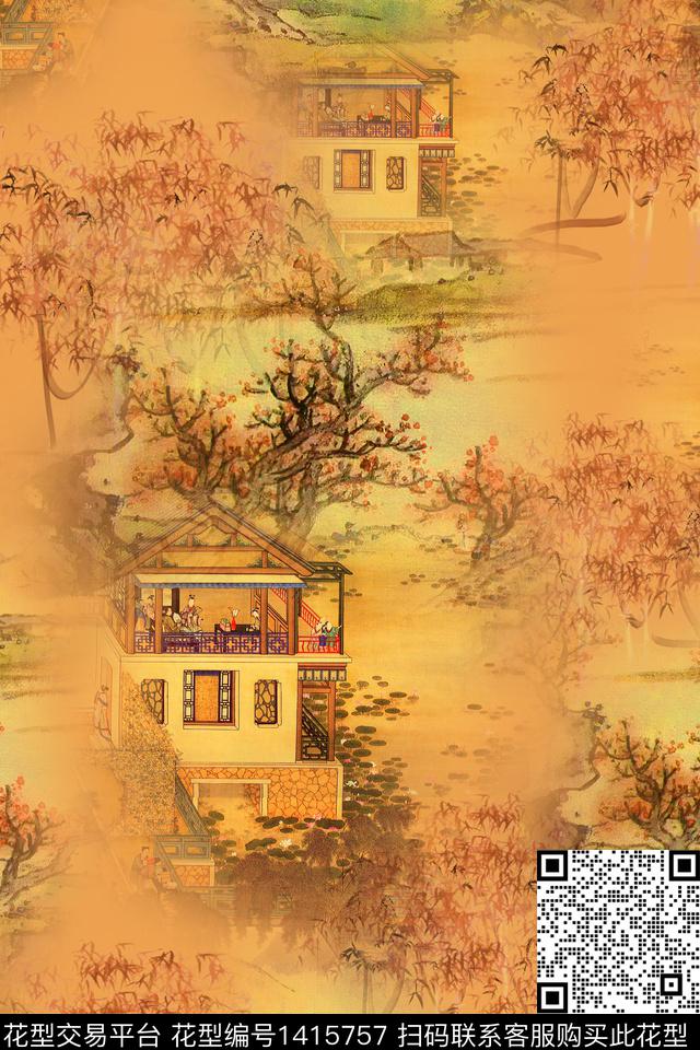 连衣裙香云纱中国风传统印花华亿平台下载（图片编号: 1415757） - 瓦栏（Walan）