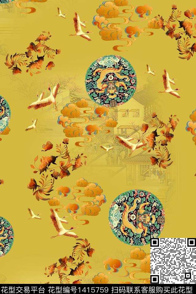 连衣裙香云纱中国风传统印花华亿平台下载（图片编号: 1415759） - 瓦栏（Walan）