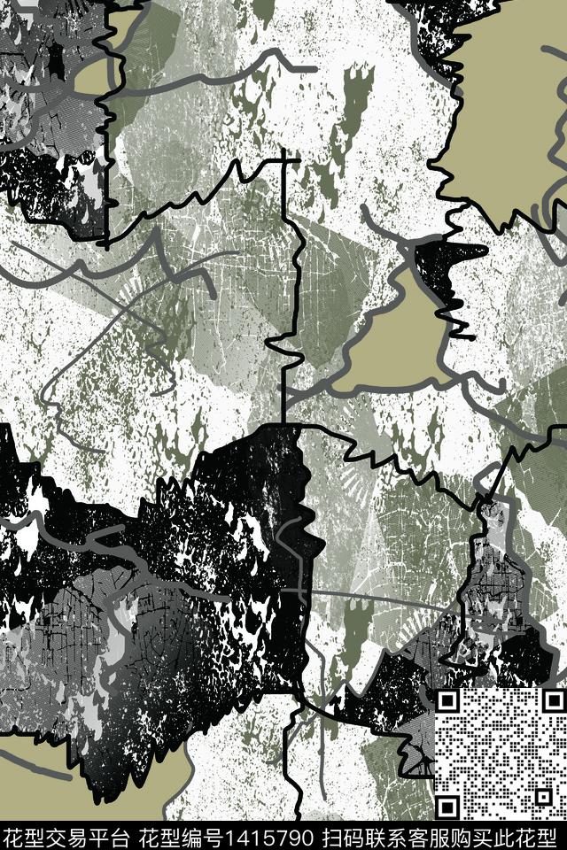 纸印花几何大牌风传统印花华亿平台下载（图片编号: 1415790） - 瓦栏（Walan）