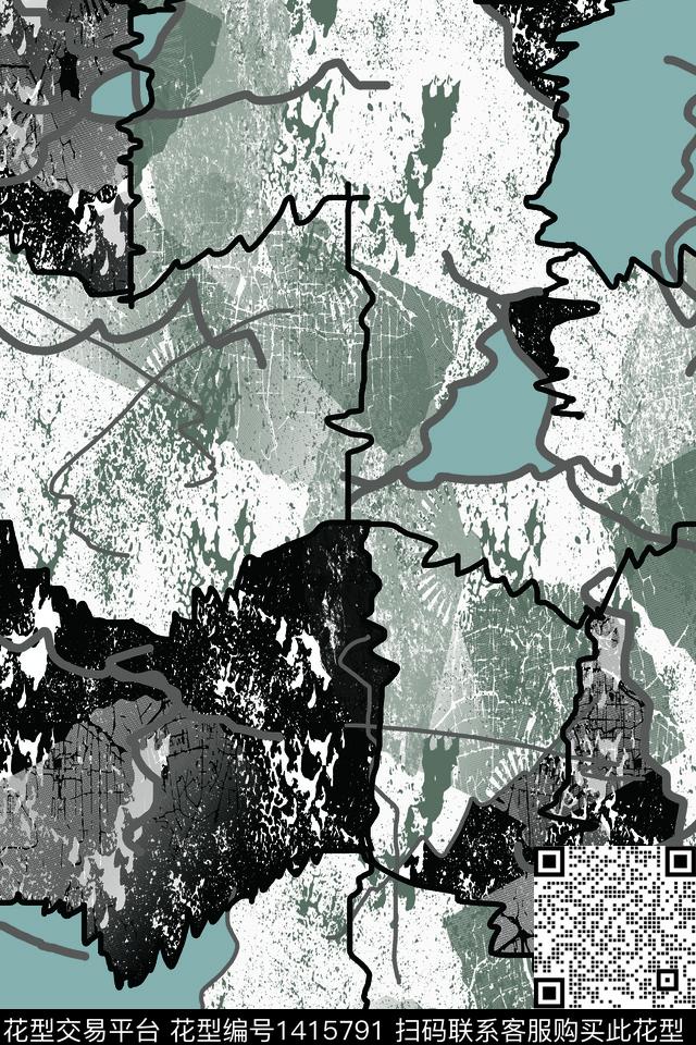 纸印花几何大牌风传统印花华亿平台下载（图片编号: 1415791） - 瓦栏（Walan）