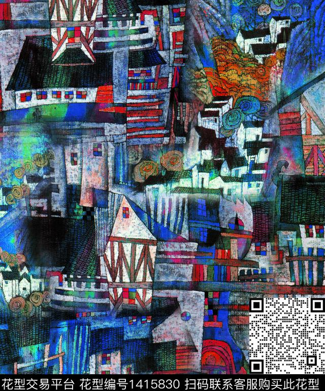 数码华亿平台抽象女装数码印花华亿平台下载（图片编号: 1415830） - 瓦栏（Walan）