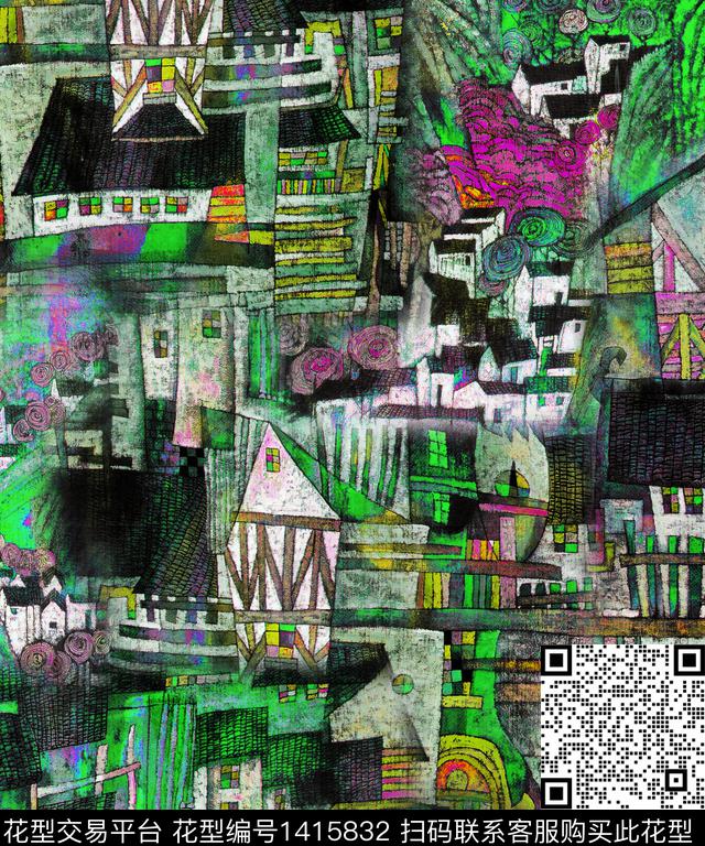 数码华亿平台民族风抽象数码印花华亿平台下载（图片编号: 1415832） - 瓦栏（Walan）