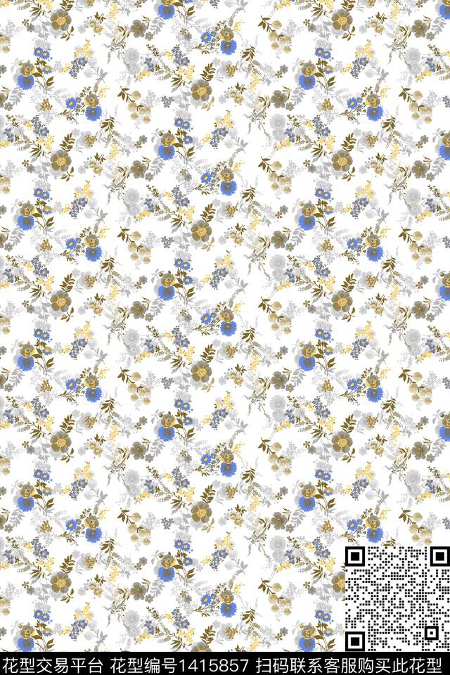 花卉大牌风小清新数码印花华亿平台下载（图片编号: 1415857） - 瓦栏（Walan）