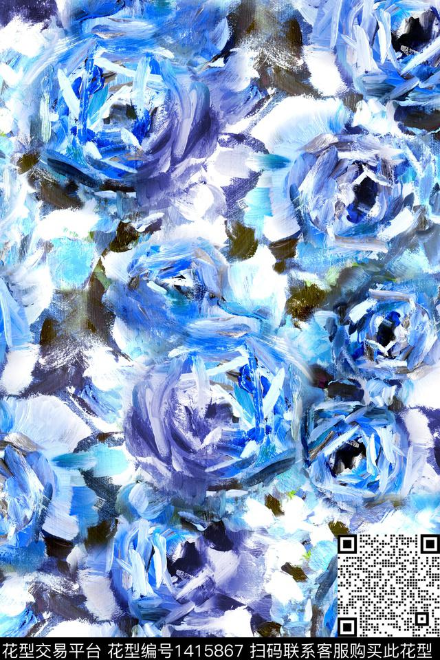 肌理抽象花卉花卉数码印花华亿平台下载（图片编号: 1415867） - 瓦栏（Walan）