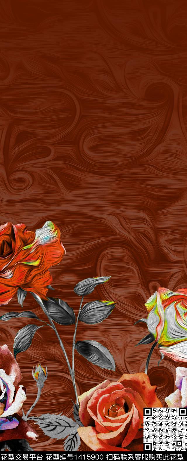 女装定位花数码定位花春夏华亿平台数码印花华亿平台下载（图片编号: 1415900） - 瓦栏（Walan）