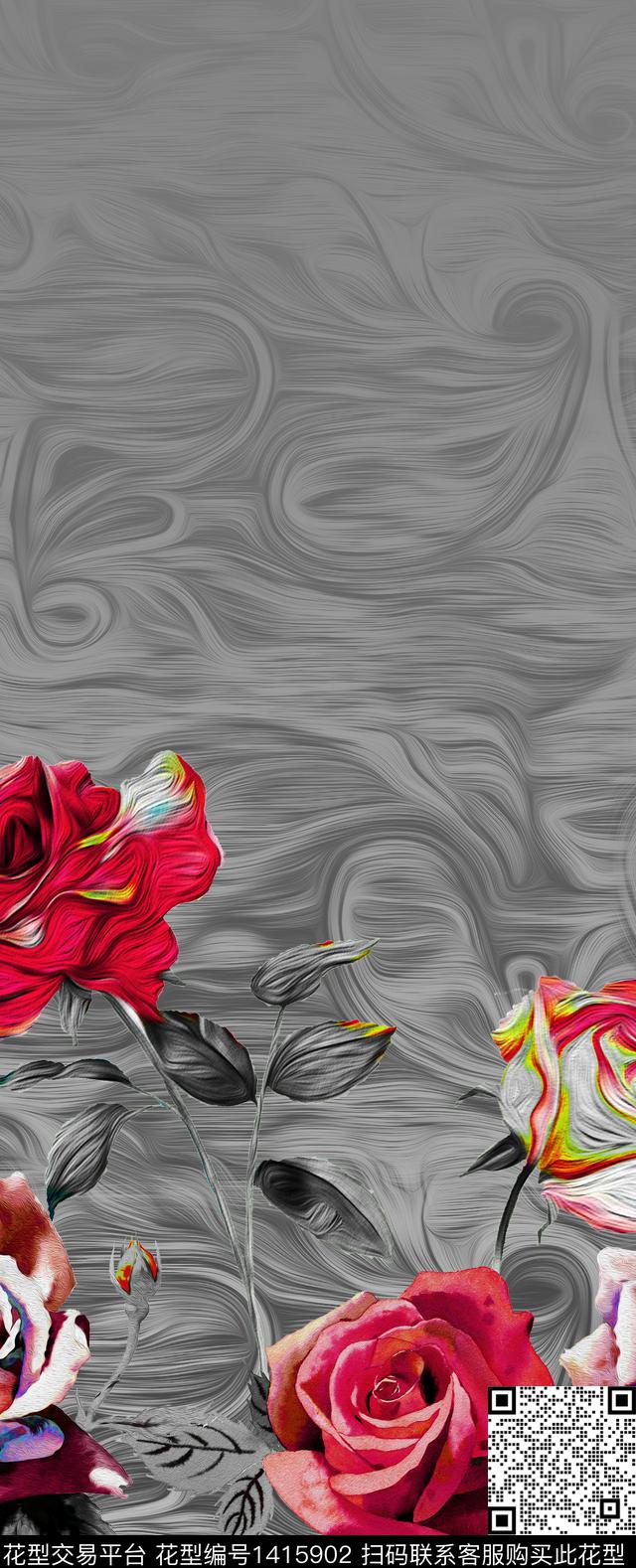 女装定位花数码定位花春夏华亿平台数码印花华亿平台下载（图片编号: 1415902） - 瓦栏（Walan）