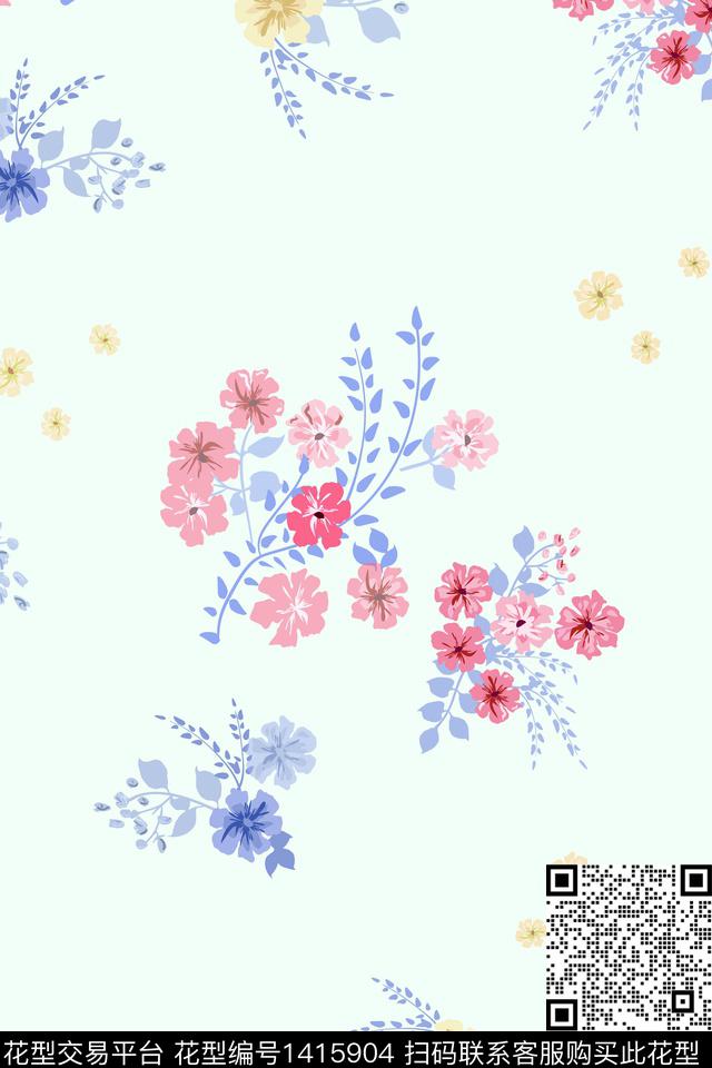 连衣裙花卉旗袍数码印花华亿平台下载（图片编号: 1415904） - 瓦栏（Walan）