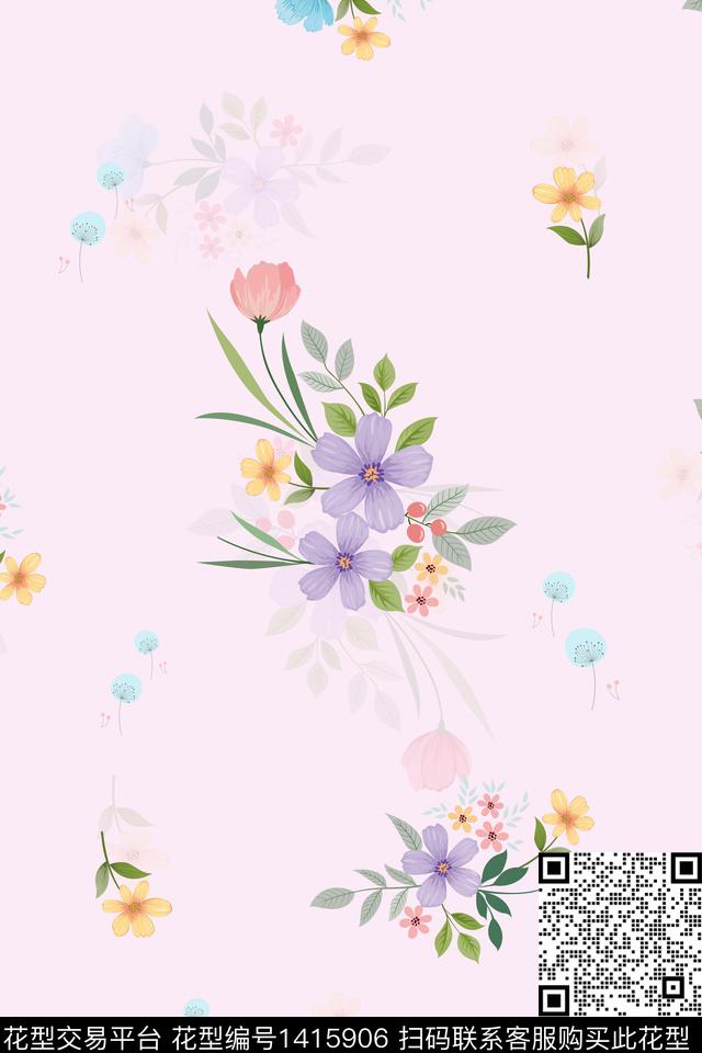 连衣裙花卉旗袍数码印花华亿平台下载（图片编号: 1415906） - 瓦栏（Walan）