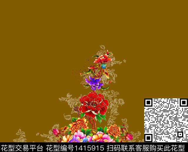 女装定位花数码定位花大花数码印花华亿平台下载（图片编号: 1415915） - 瓦栏（Walan）