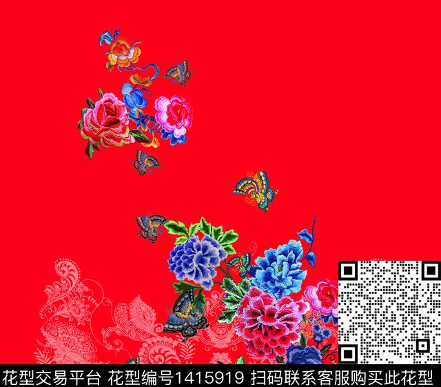 女装定位花数码定位花大花数码印花华亿平台下载（图片编号: 1415919） - 瓦栏（Walan）