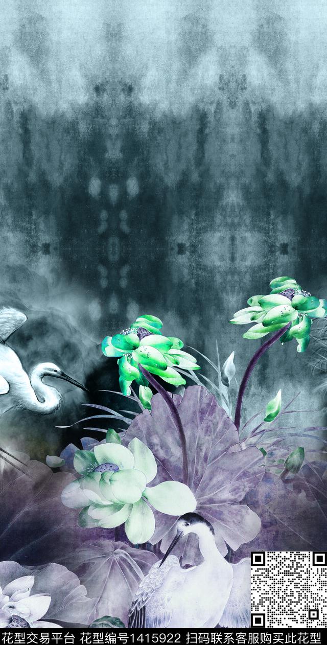 女装定位花数码定位花仙鹤数码印花华亿平台下载（图片编号: 1415922） - 瓦栏（Walan）