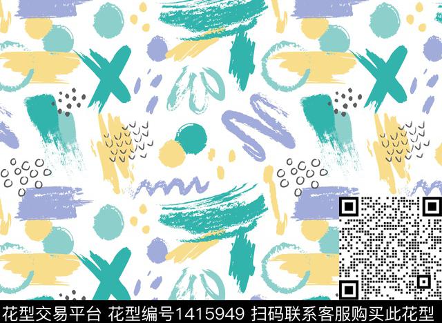 涂鸦肌理抽象传统印花华亿平台下载（图片编号: 1415949） - 瓦栏（Walan）