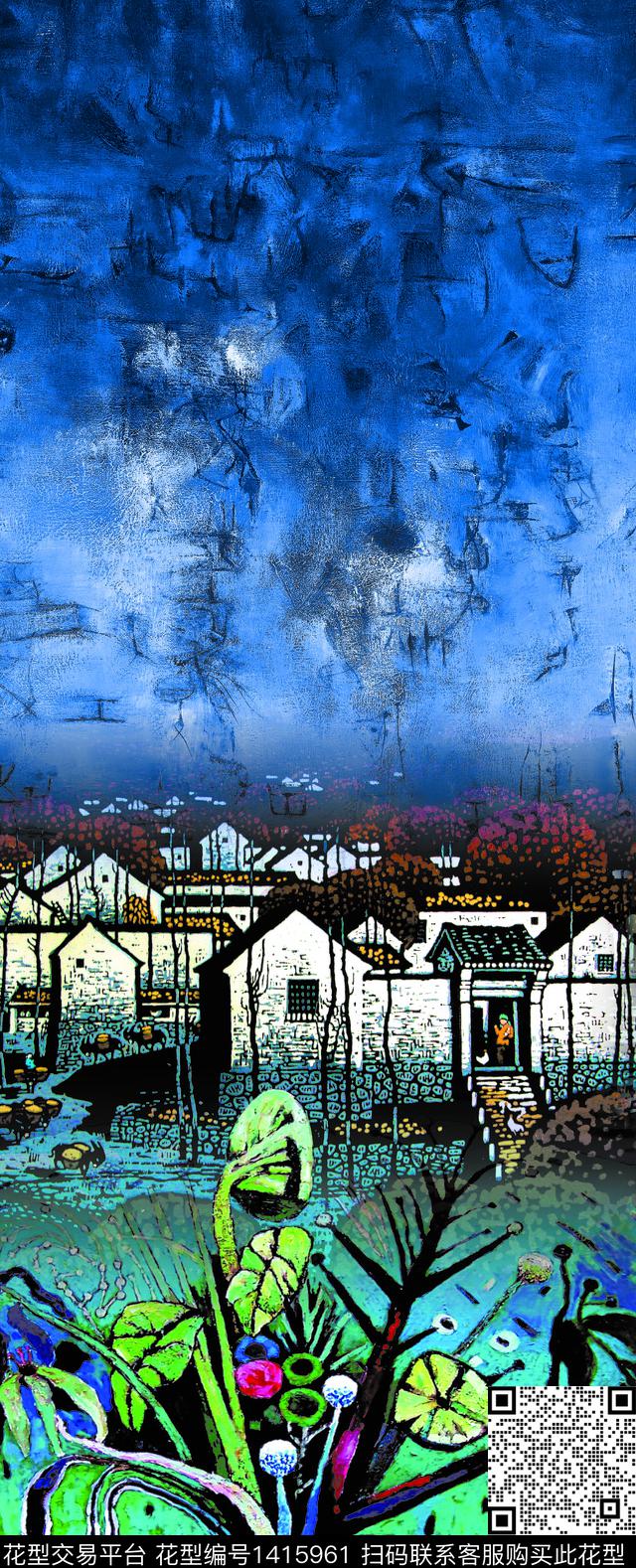 女装定位花抽象花卉数码定位花数码印花华亿平台下载（图片编号: 1415961） - 瓦栏（Walan）