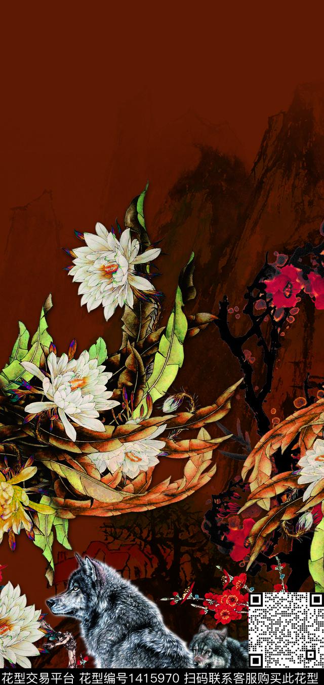 女装定位花数码定位花大花数码印花华亿平台下载（图片编号: 1415970） - 瓦栏（Walan）