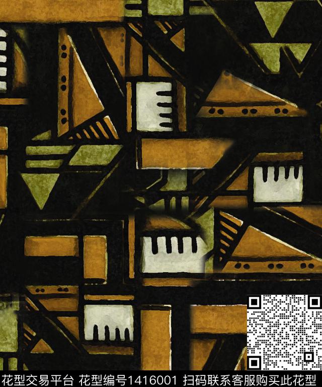 数码华亿平台抽象男装几何男装数码印花华亿平台下载（图片编号: 1416001） - 瓦栏（Walan）