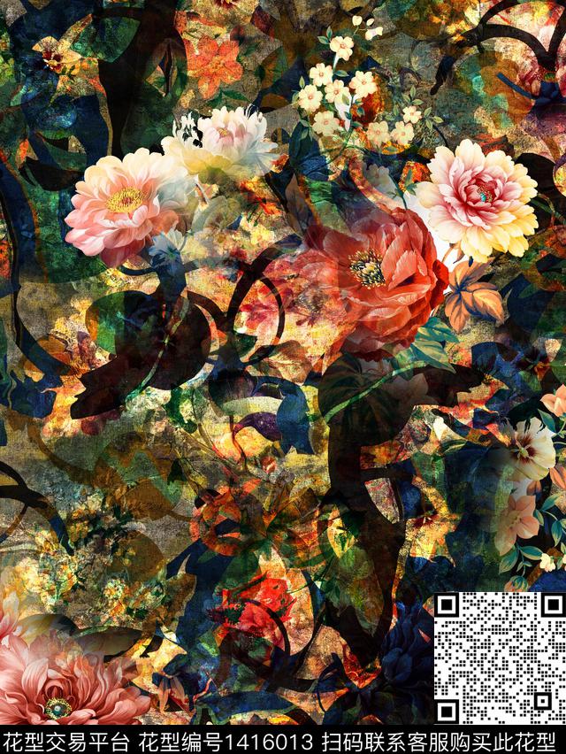 香云纱中老年复古数码印花华亿平台下载（图片编号: 1416013） - 瓦栏（Walan）