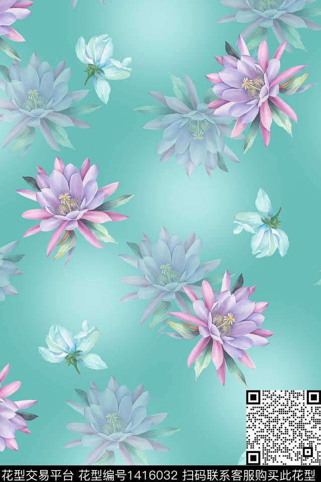 绿植树叶大牌风大花数码印花华亿平台下载（图片编号: 1416032） - 瓦栏（Walan）