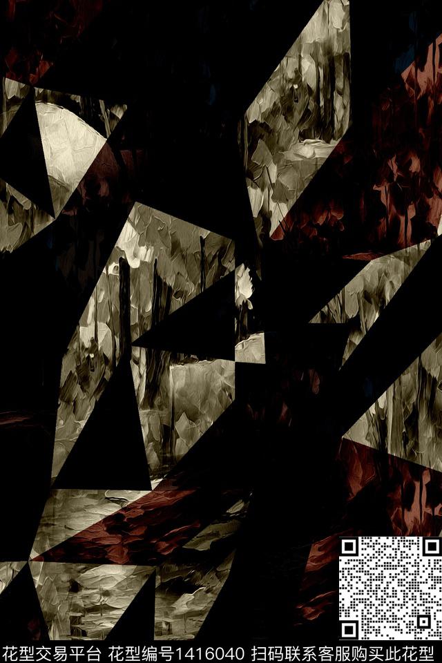 几何字母扎染华亿平台数码印花华亿平台下载（图片编号: 1416040） - 瓦栏（Walan）