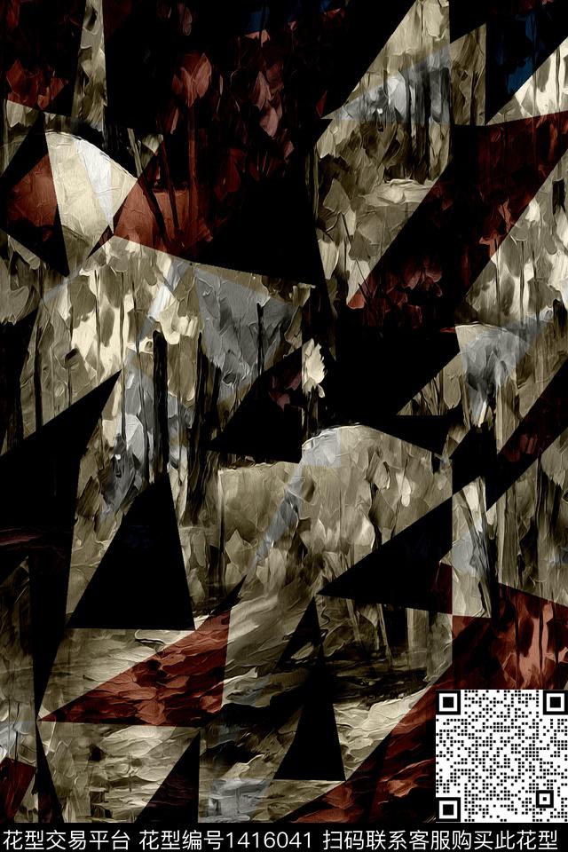 几何字母扎染华亿平台数码印花华亿平台下载（图片编号: 1416041） - 瓦栏（Walan）