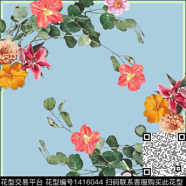 女装定位花花卉大花数码印花华亿平台下载（图片编号: 1416044） - 瓦栏（Walan）
