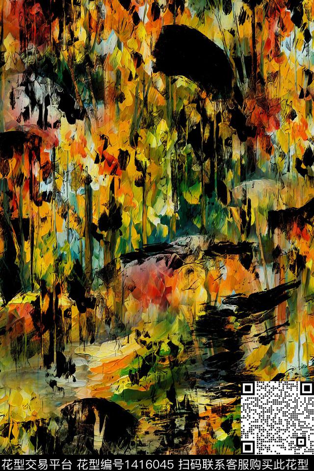 几何定位花扎染华亿平台数码印花华亿平台下载（图片编号: 1416045） - 瓦栏（Walan）