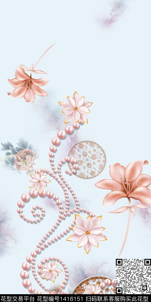 连衣裙花卉旗袍传统印花华亿平台下载（图片编号: 1416151） - 瓦栏（Walan）