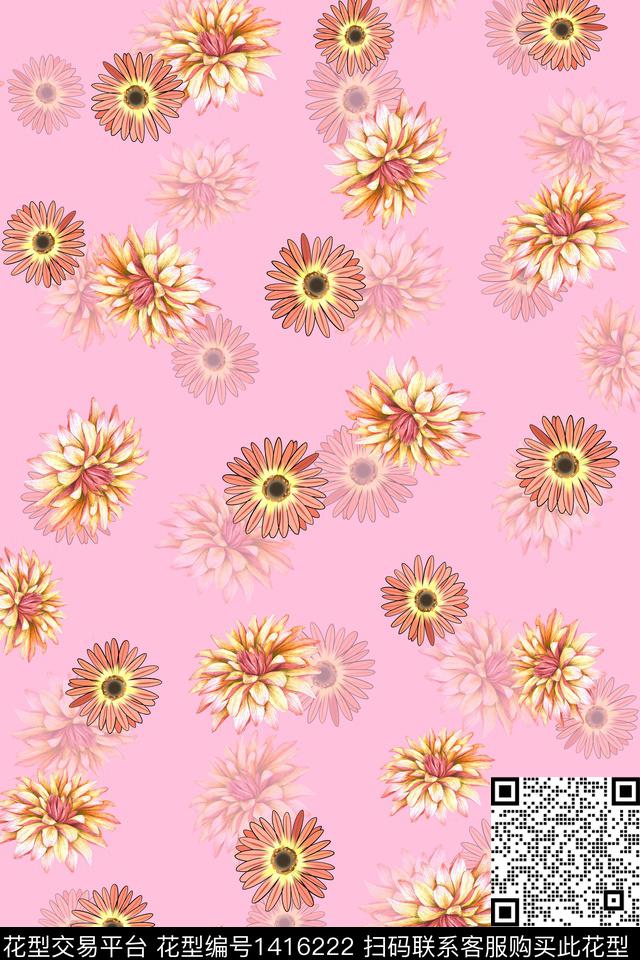 连衣裙花卉小清新传统印花华亿平台下载（图片编号: 1416222） - 瓦栏（Walan）