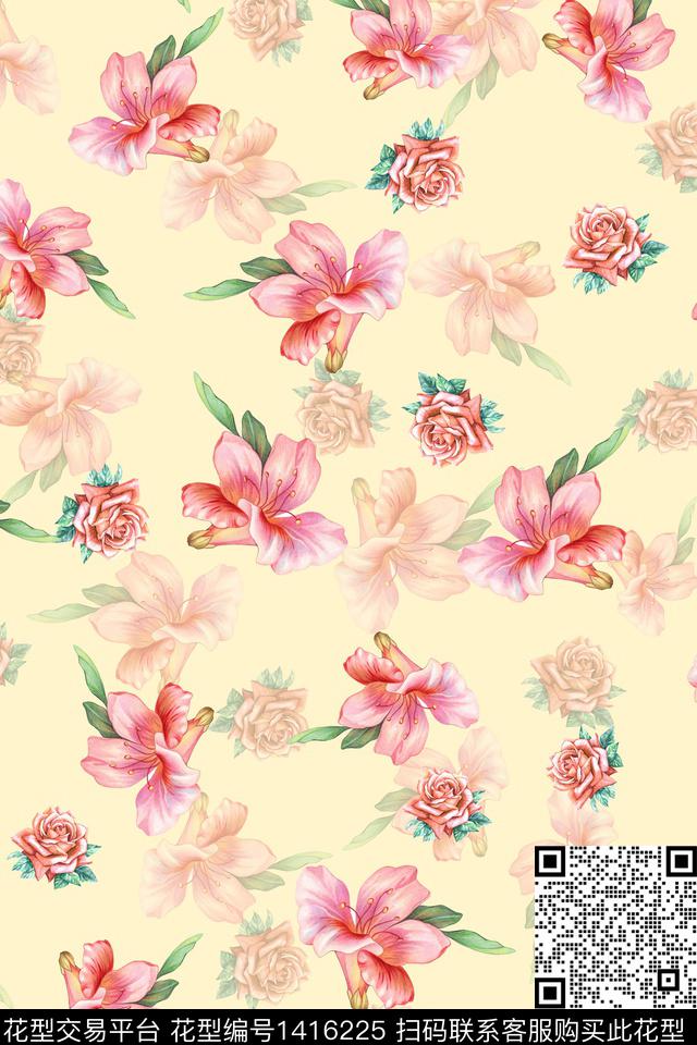 连衣裙花卉小清新传统印花华亿平台下载（图片编号: 1416225） - 瓦栏（Walan）