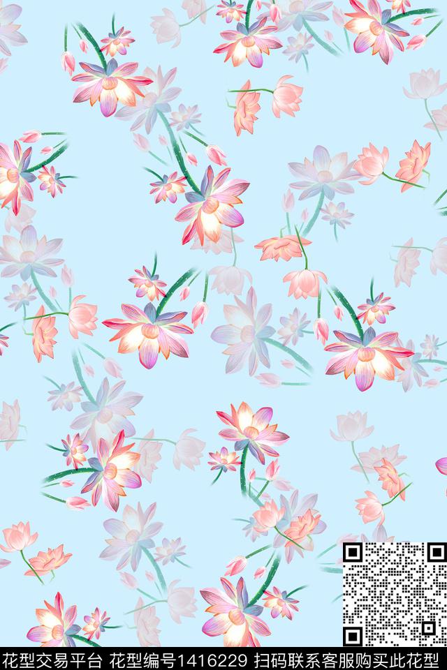 连衣裙花卉小清新传统印花华亿平台下载（图片编号: 1416229） - 瓦栏（Walan）