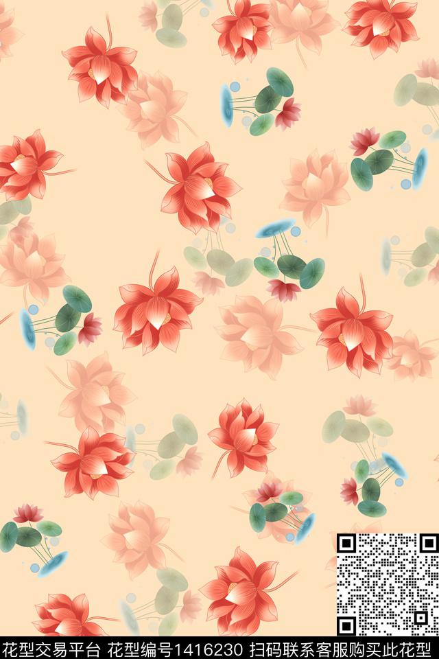 连衣裙花卉小清新传统印花华亿平台下载（图片编号: 1416230） - 瓦栏（Walan）