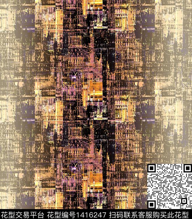 几何字母格子数码印花华亿平台下载（图片编号: 1416247） - 瓦栏（Walan）