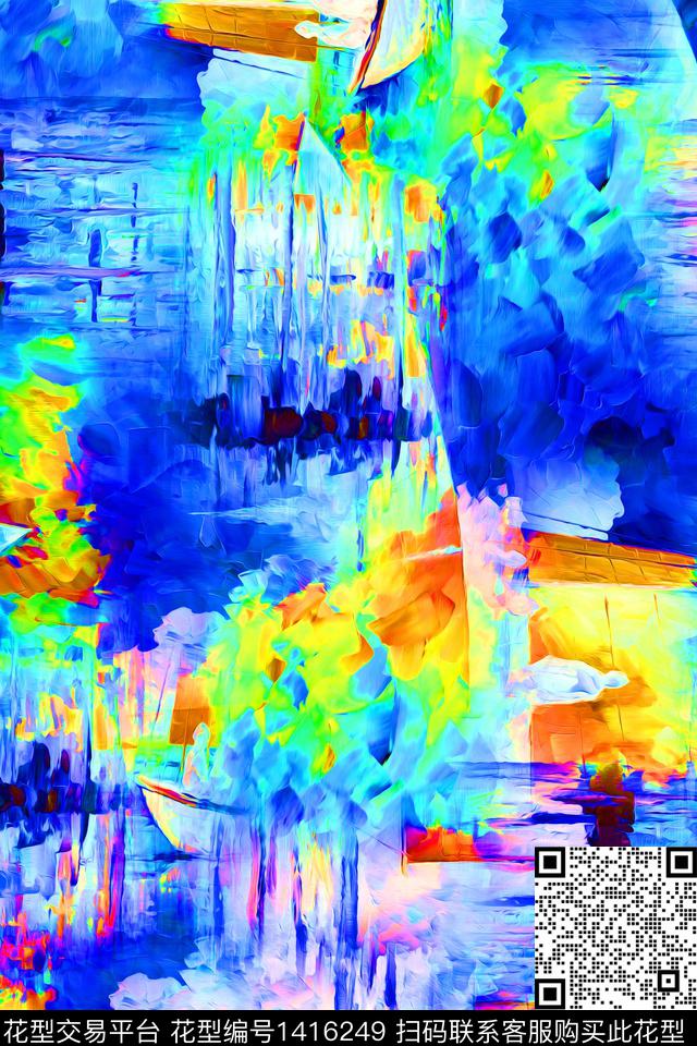 几何定位花扎染华亿平台数码印花华亿平台下载（图片编号: 1416249） - 瓦栏（Walan）