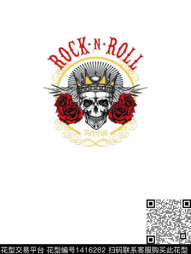 字母玫瑰花骷髅传统印花华亿平台下载（图片编号: 1416262） - 瓦栏（Walan）