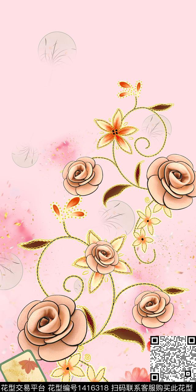 连衣裙旗袍定位花传统印花华亿平台下载（图片编号: 1416318） - 瓦栏（Walan）