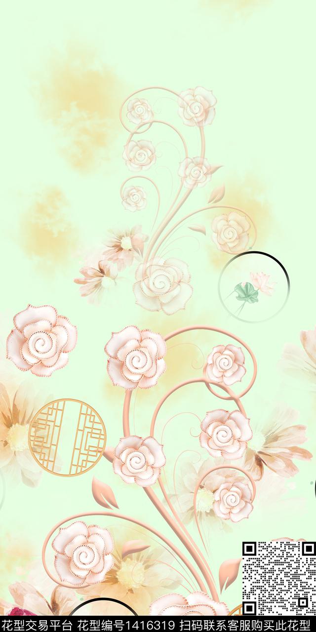 连衣裙旗袍定位花传统印花华亿平台下载（图片编号: 1416319） - 瓦栏（Walan）