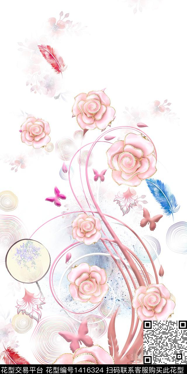 连衣裙旗袍定位花传统印花华亿平台下载（图片编号: 1416324） - 瓦栏（Walan）