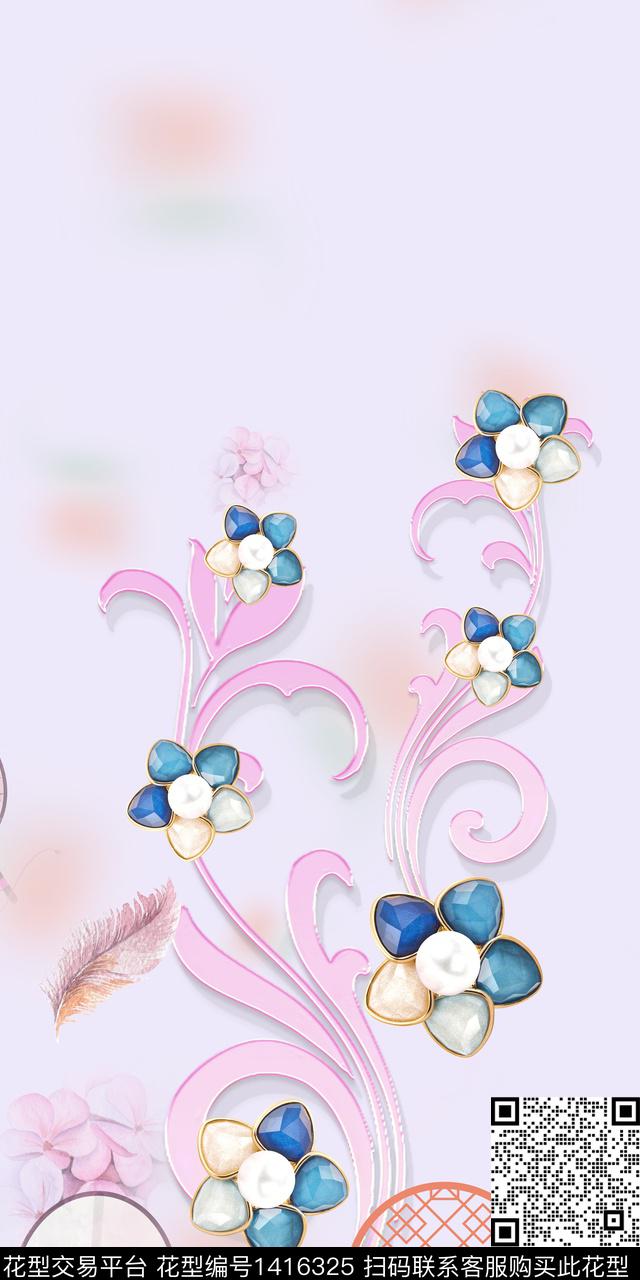 连衣裙旗袍定位花传统印花华亿平台下载（图片编号: 1416325） - 瓦栏（Walan）