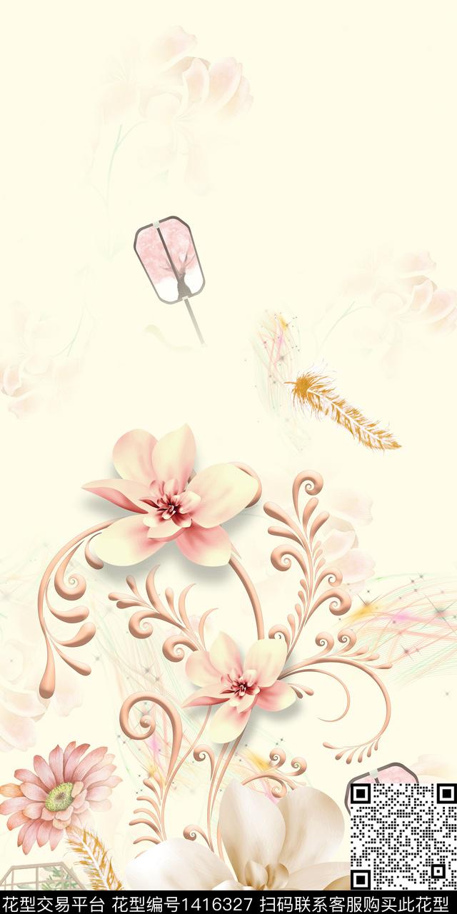 连衣裙定位花旗袍传统印花华亿平台下载（图片编号: 1416327） - 瓦栏（Walan）