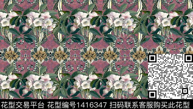 花卉旗袍香云纱数码印花华亿平台下载（图片编号: 1416347） - 瓦栏（Walan）