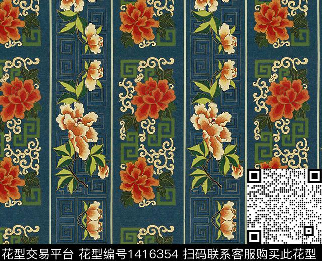 花卉旗袍香云纱数码印花华亿平台下载（图片编号: 1416354） - 瓦栏（Walan）