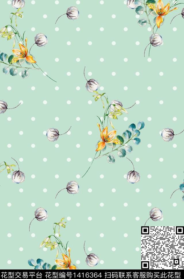 花卉大牌风小碎花数码印花华亿平台下载（图片编号: 1416364） - 瓦栏（Walan）